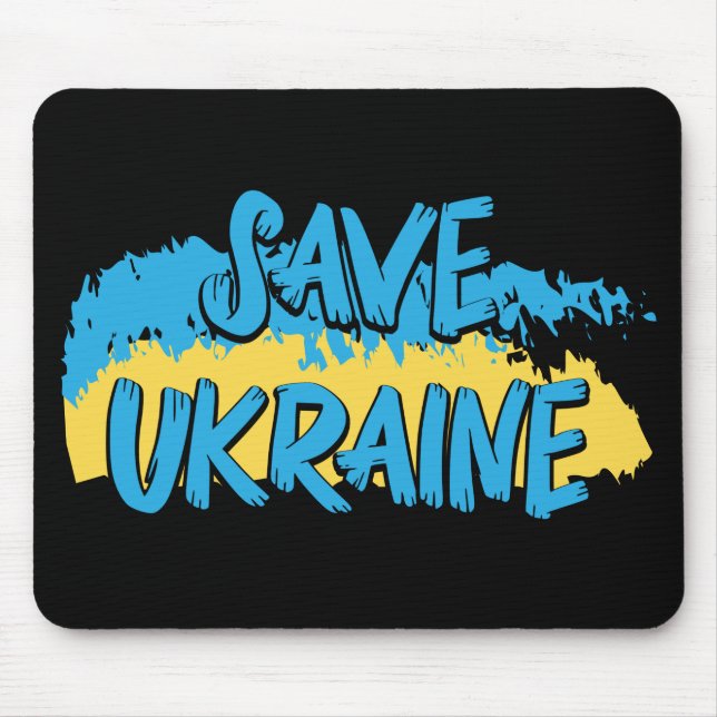 BLUE & YELLOW SAVE UKRAINE SPLASH MOUSE PAD (Front)