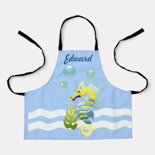 Blue & Yellow Seahorse Apron