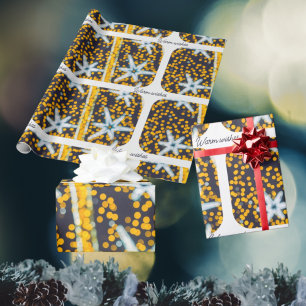 Blue yellow shining Christmas stars Wrapping Paper