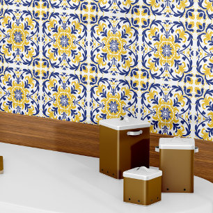  Blue Yellow Spanish Azulejo Decor Modern Elegant Tile