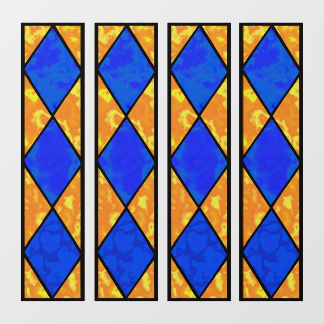 Blue/Yellow "Stained Glass Effect" window borders. Window Cling (Sheet)