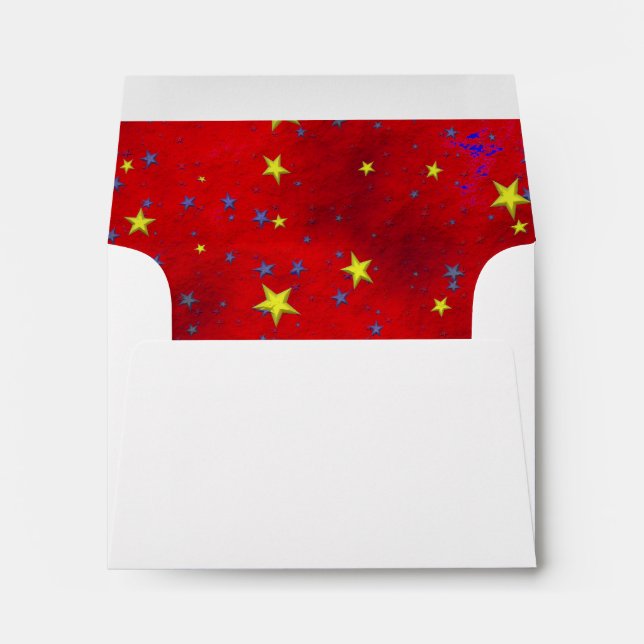 Blue Yellow Stars Red BG A2 5.6" x 4 1/8" Envelope (Back (Bottom))