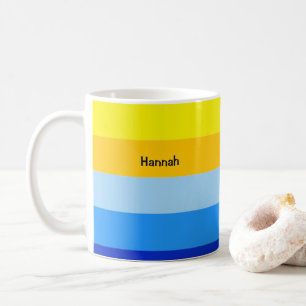Blue Yellow Stripe Pattern Summer Personalized Coffee Mug