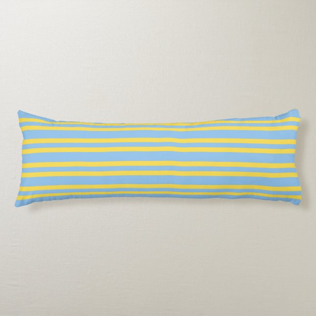 Blue Yellow Stripes Seamless Pattern Body Pillow (Front)