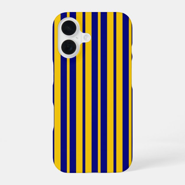 Blue Yellow Stylish Stripes Pattern Design  iPhone 16 Case (Back)
