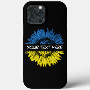 Blue yellow sunflower. Custom text. Customizable iPhone 13 Pro Max Case