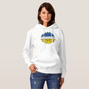 Blue/yellow sunflower. Custom text. Customizable Hoodie