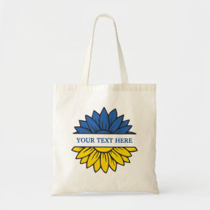 Blue/yellow sunflower. Custom text. Customizable Tote Bag