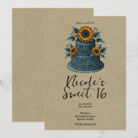 Blue Yellow Sunflower Tier Cake Sweet 16 Birthday