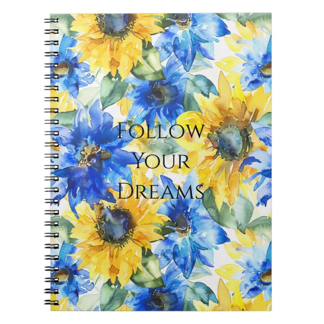 Blue Yellow Sunflowers Notebook (Front)