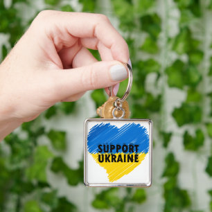 BLUE & YELLOW SUPPORT UKRAINE HEART KEYCHAIN