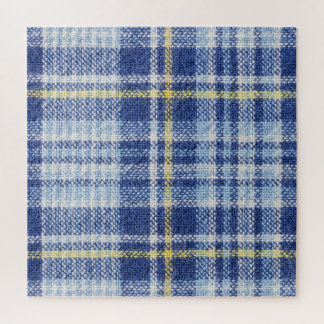 Blue Yellow Tartan: Fashionable Plaid Jigsaw Puzzle