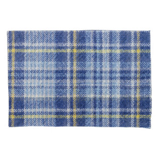 Blue Yellow Tartan: Fashionable Plaid Pillowcase