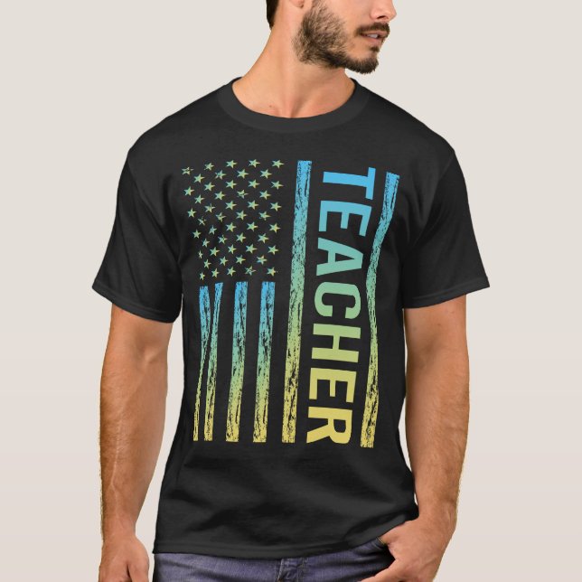 Blue Yellow Teacher T-Shirt (Front)