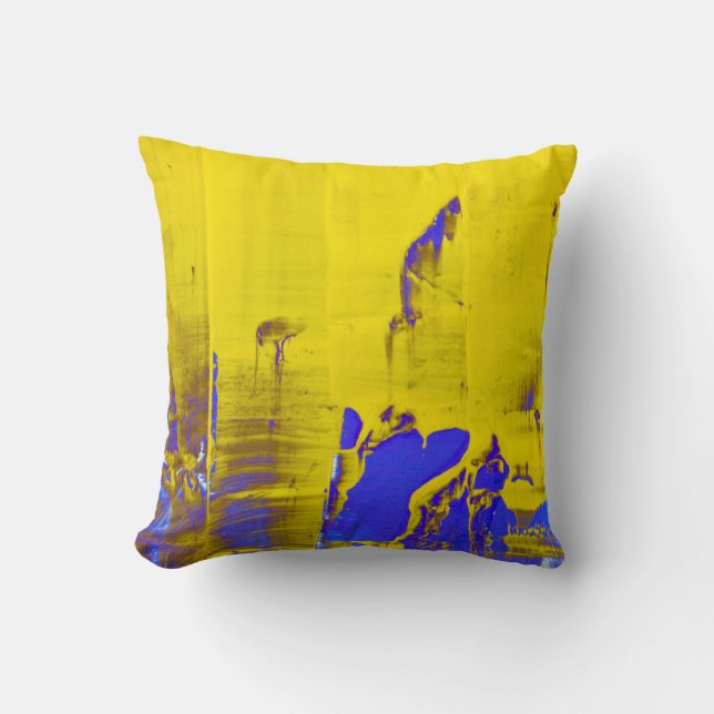 Blue yellow throw pillow (Front)