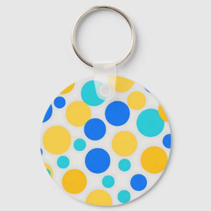 Blue Yellow Turquoise Polka Dots Keychain