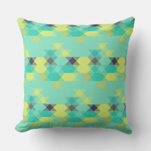 blue yellow turquoise yellow and aqua throw pillow