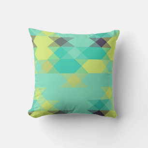 blue yellow turquoise yellow and aqua throw pillow