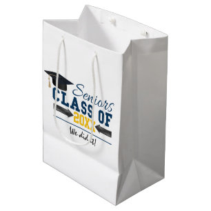 Blue Yellow Typography Graduation Gift Bag