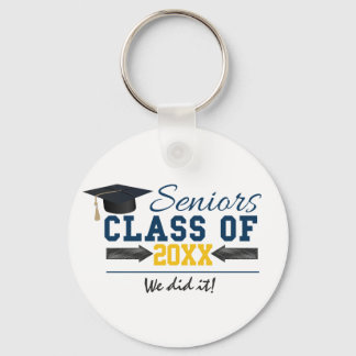 Blue Yellow Typography Graduation key ring