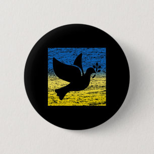 Blue Yellow Ukraine Flag Dove Ukrainian Peace Bird 2 Inch Round Button