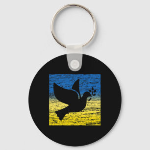 Blue Yellow Ukraine Flag Dove Ukrainian Peace Bird Keychain