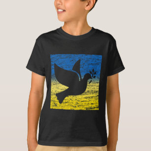 Blue Yellow Ukraine Flag Dove Ukrainian Peace Bird T-Shirt