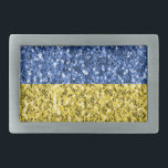 Blue yellow Ukraine flag glitter faux sparkles Belt Buckle<br><div class="desc">Blue yellow gold shiny sparkles glitters faux sparkle glamour for her. We use photos of sparkles.</div>