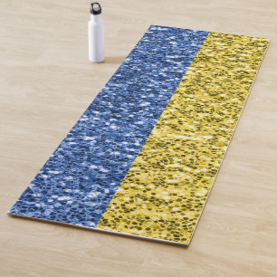 Blue yellow Ukraine flag glitter faux sparkles Yoga Mat