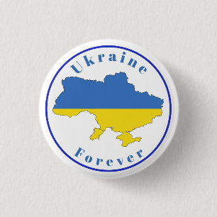 Blue Yellow Ukraine Forever 1 Inch Round Button