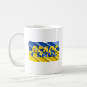 Blue Yellow Ukraine Inspired Peace No War Coffee Mug