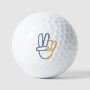 Blue Yellow Ukraine - PEACE Symbol V-Sign Golf Balls