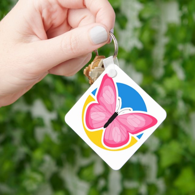 Blue Yellow Ukrainian Flag Butterfly Keychain (Hand)