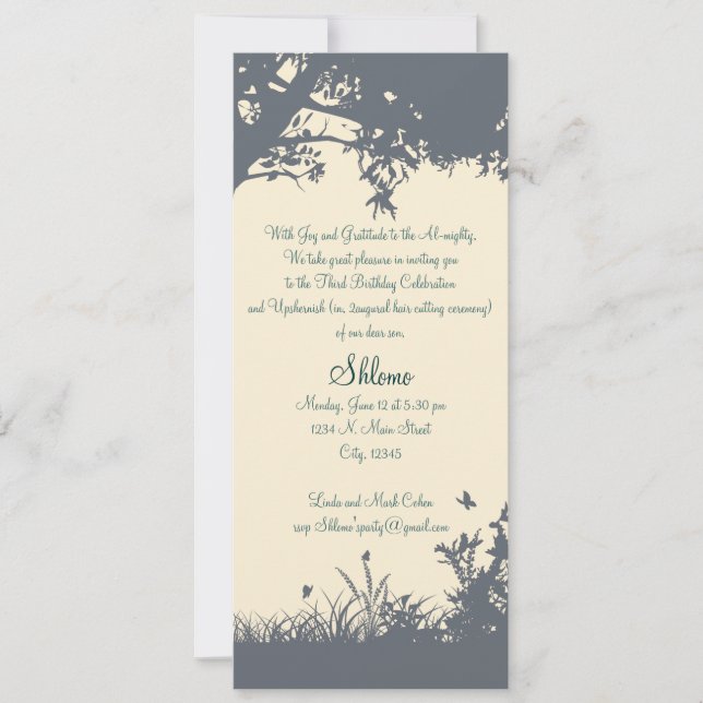 Blue - Yellow Upshernish Invitation (Front)