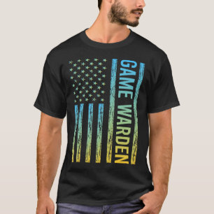 Blue Yellow USA Flag - Game Warden T-Shirt