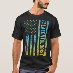 Blue Yellow USA Flag - Palaeontologist T-Shirt