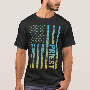 Blue Yellow USA Flag - Priest T-Shirt