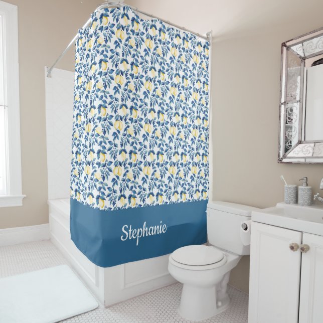 Blue Yellow Watercolor Lemon Monogram (In Situ)