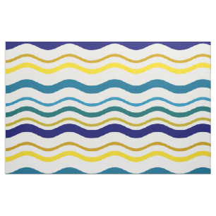 Blue Yellow Waves Fabric