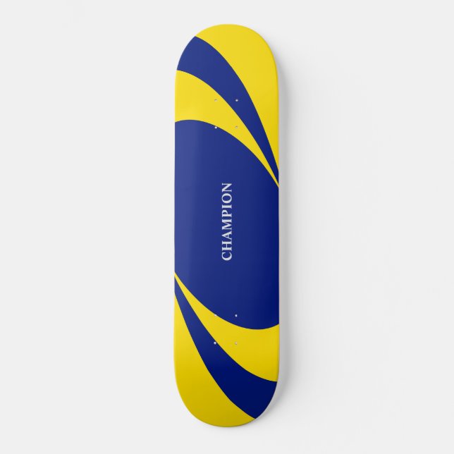 Blue & yellow wavy lines skateboard (Front)
