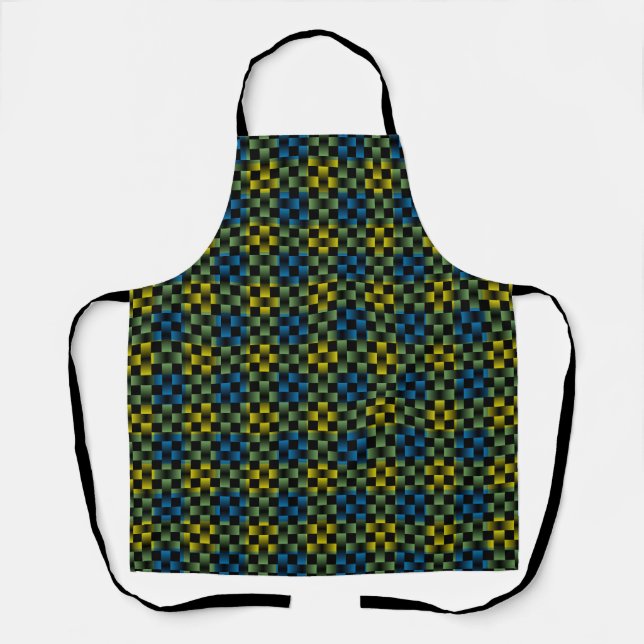 Blue Yellow Weave Pattern Apron (Front)