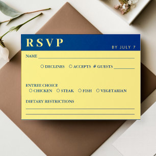 Blue & Yellow Wedding RSVP Card