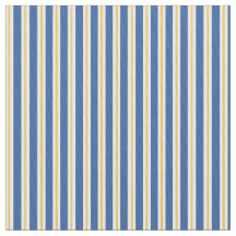 Blue Yellow White Vertical Stripe Fabric