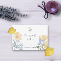 Blue & Yellow Wildflower Monogram Wedding