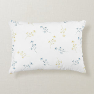 Blue Yellow Wildflower Pattern Accent Pillow