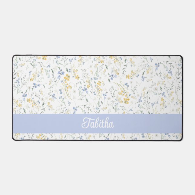 Blue Yellow Wildflower Pattern Custom Name (Recto)