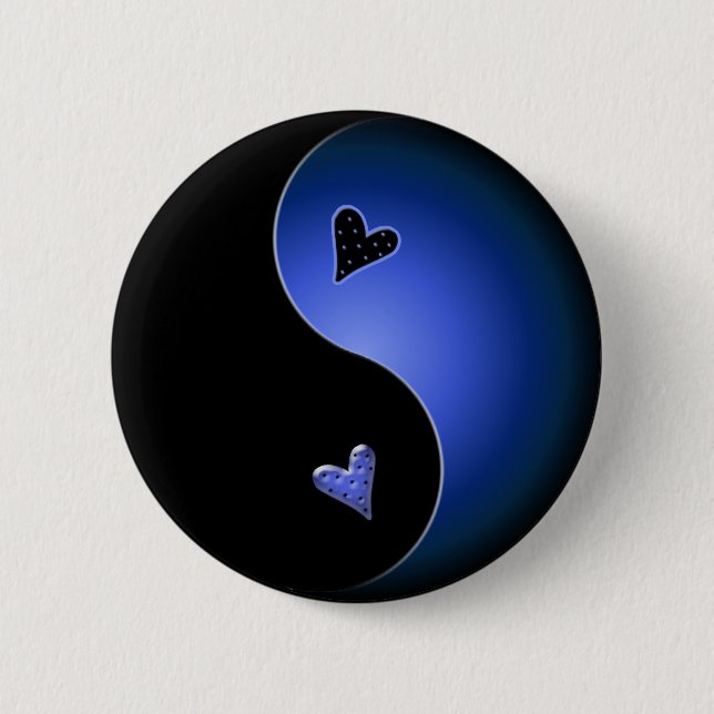 blue yin yang 2 inch round button (Front)