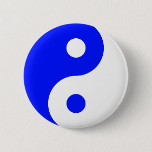 Blue Yin Yang Symbol 2 Inch Round Button