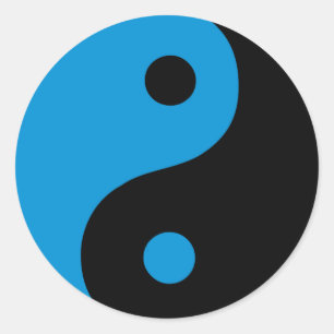 Blue Yin Yang Taoist Symbol Classic Round Sticker