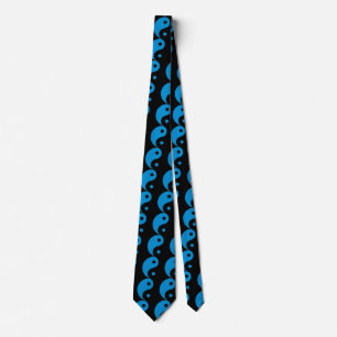Blue Yin Yang Taoist Symbol Tie